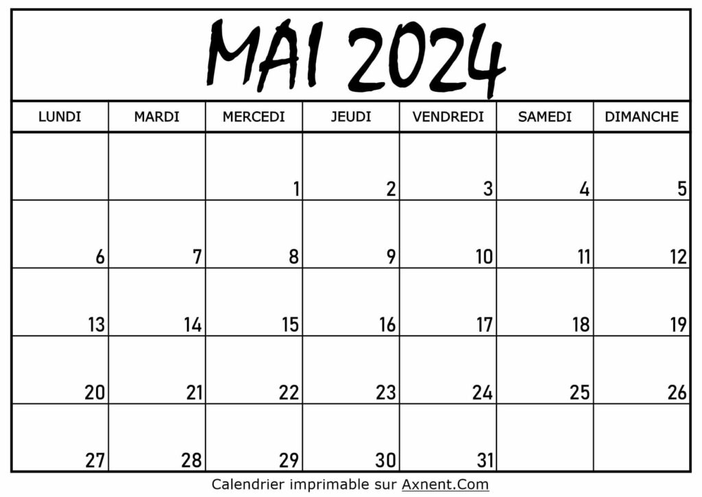 May 2024 Calendar to Print - Time Management Tools By Axnent