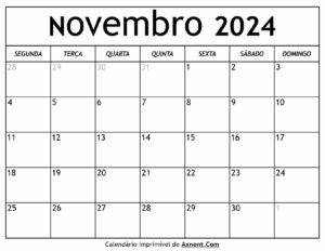 Calendário De Novembro De 2024