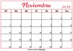 Calendario En Blanco Noviembre 2024