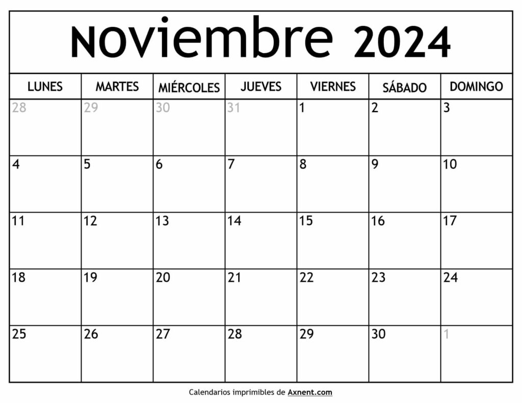 Calendario Noviembre 2024