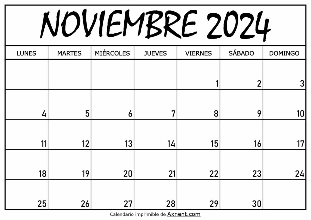 Calendario Noviembre 2024 Para Imprimir`