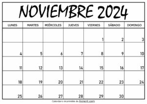 Calendario Noviembre 2024 Para Imprimir`