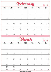 Calendar 2025 February March