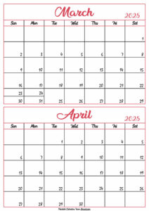 Calendar 2025 March April