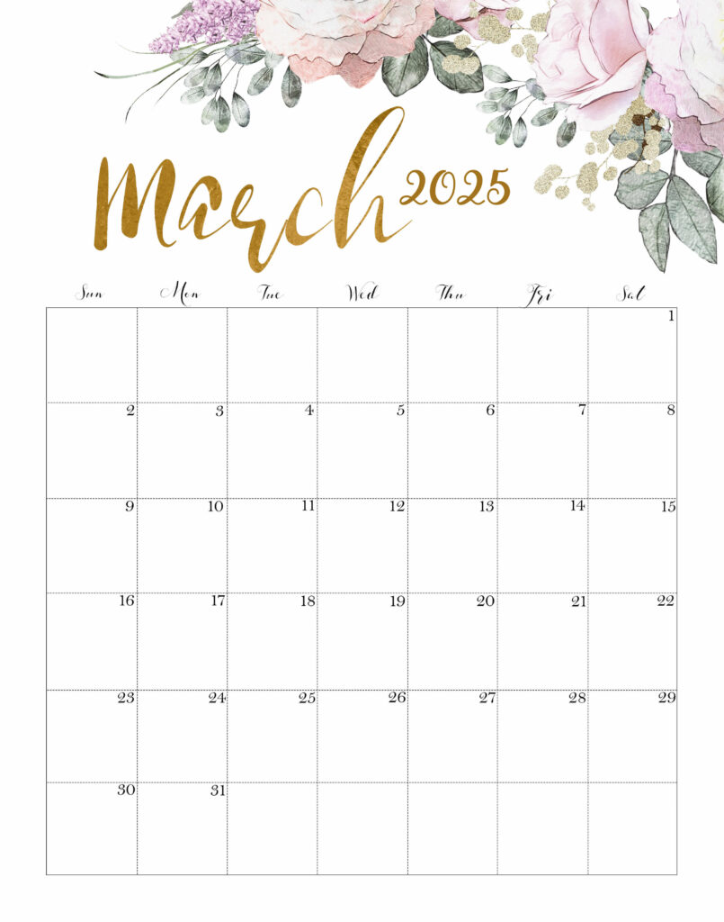 Calendar March 2025 Cute
