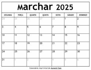 Calendário De Marchar De 2025