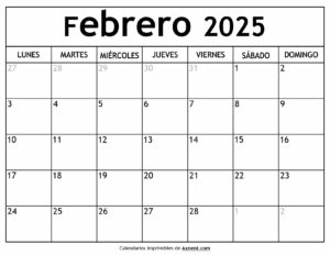 Calendario Febrero 2025