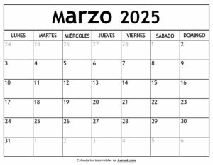 Calendario Marzo 2025