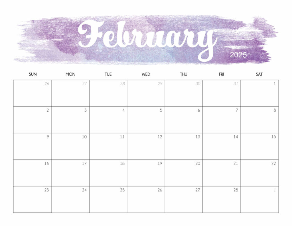 Cute February 2025 Calendar Printable