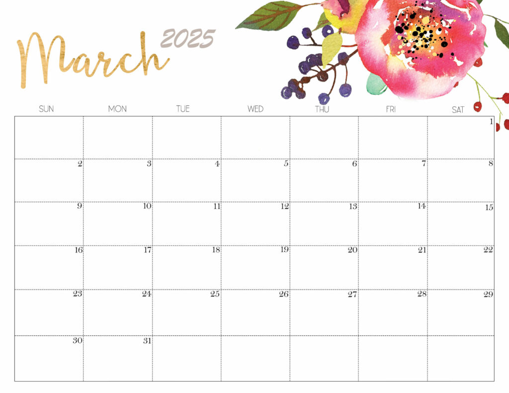 Cute March 2025 Calendar