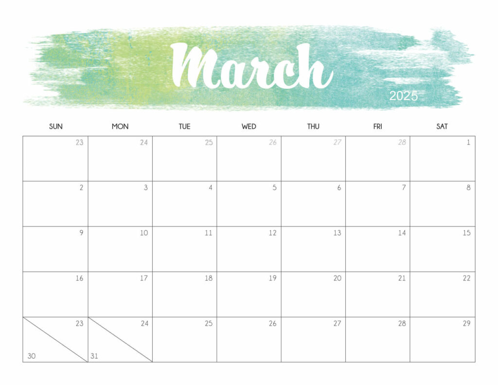 Cute March 2025 Calendar Printable