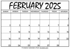 February 2025 Calendar Printable