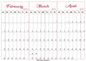 February March April 2025 Calendar