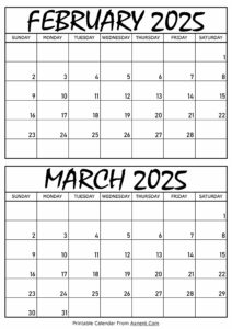 February and March 2025 Calendar