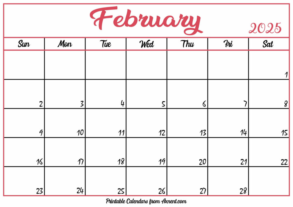 Free February Calendar 2025