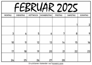 Kalender für Februar 2025