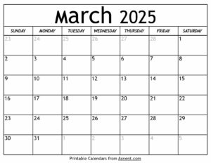 March 2025 Calendar