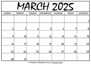 March 2025 Calendar Printable