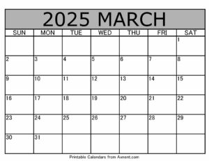 March 2025 Calendar Template