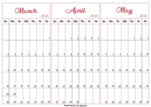 March April May 2025 Calendar