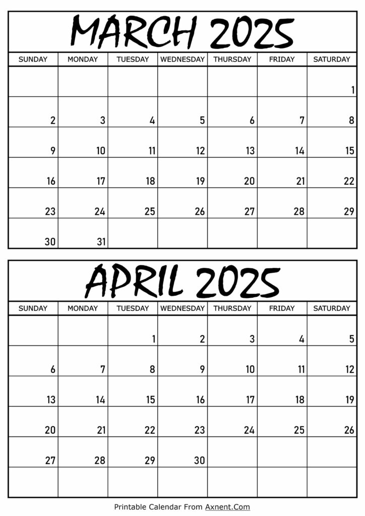March and April 2025 Calendar