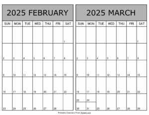 Printable February March 2025 Calendar