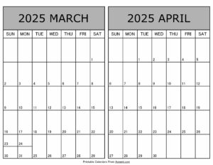 Printable March April 2025 Calendar