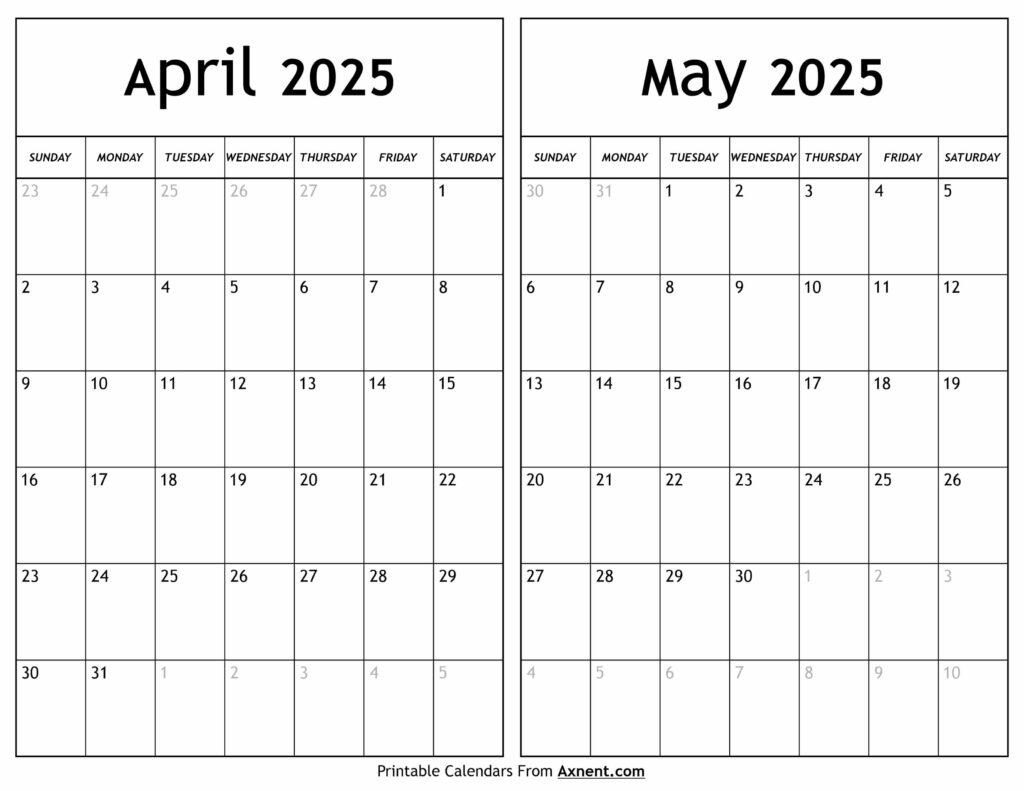 April May 2025 Calendar