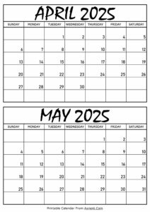 April and May 2025 Calendar