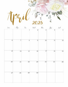 Calendar April 2025 Cute