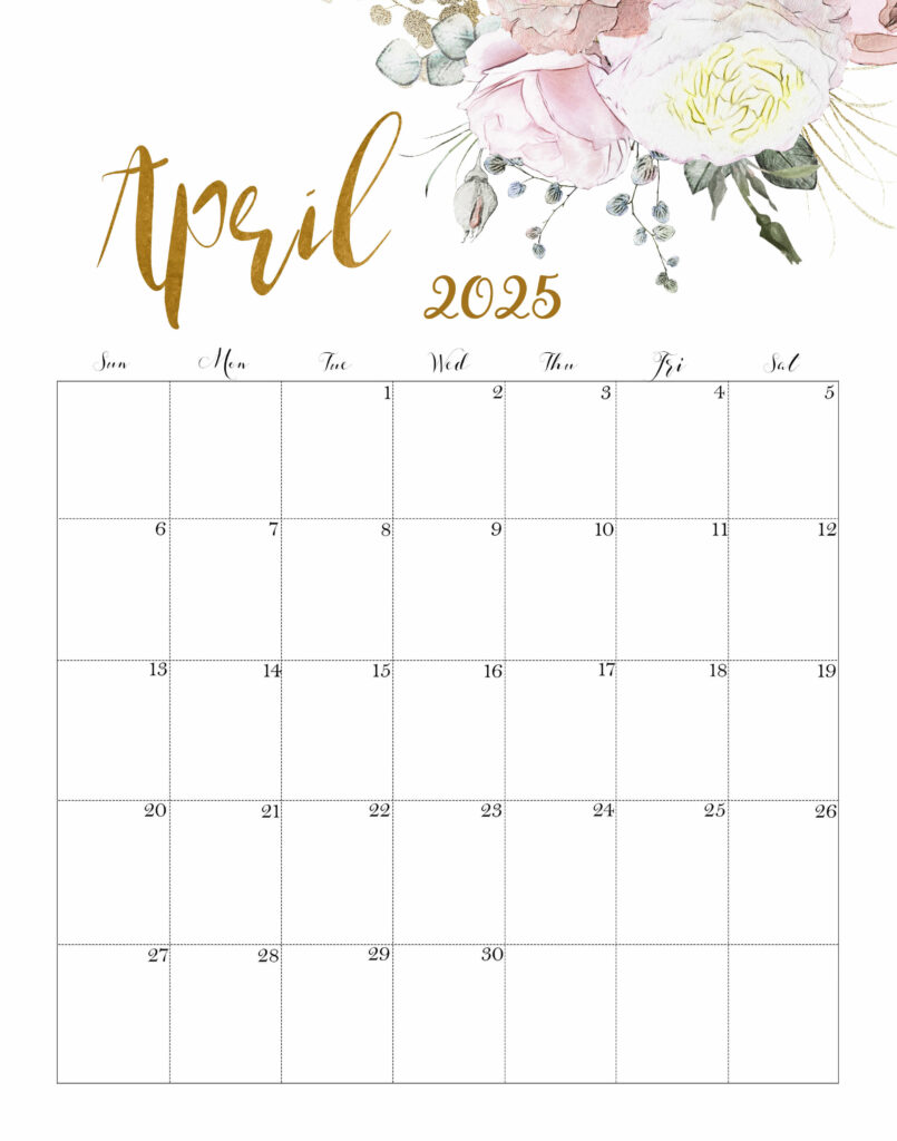 Calendar April 2025 Cute