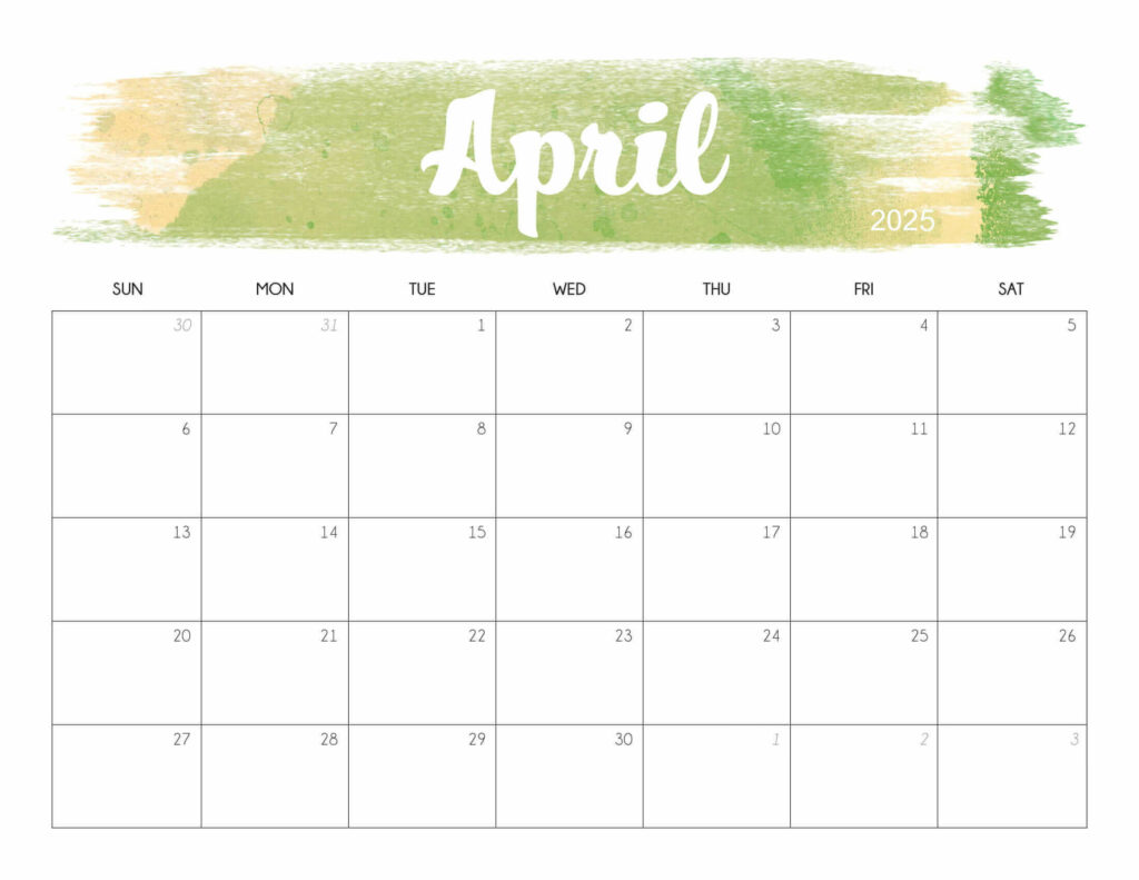 Cute April 2025 Calendar Printable