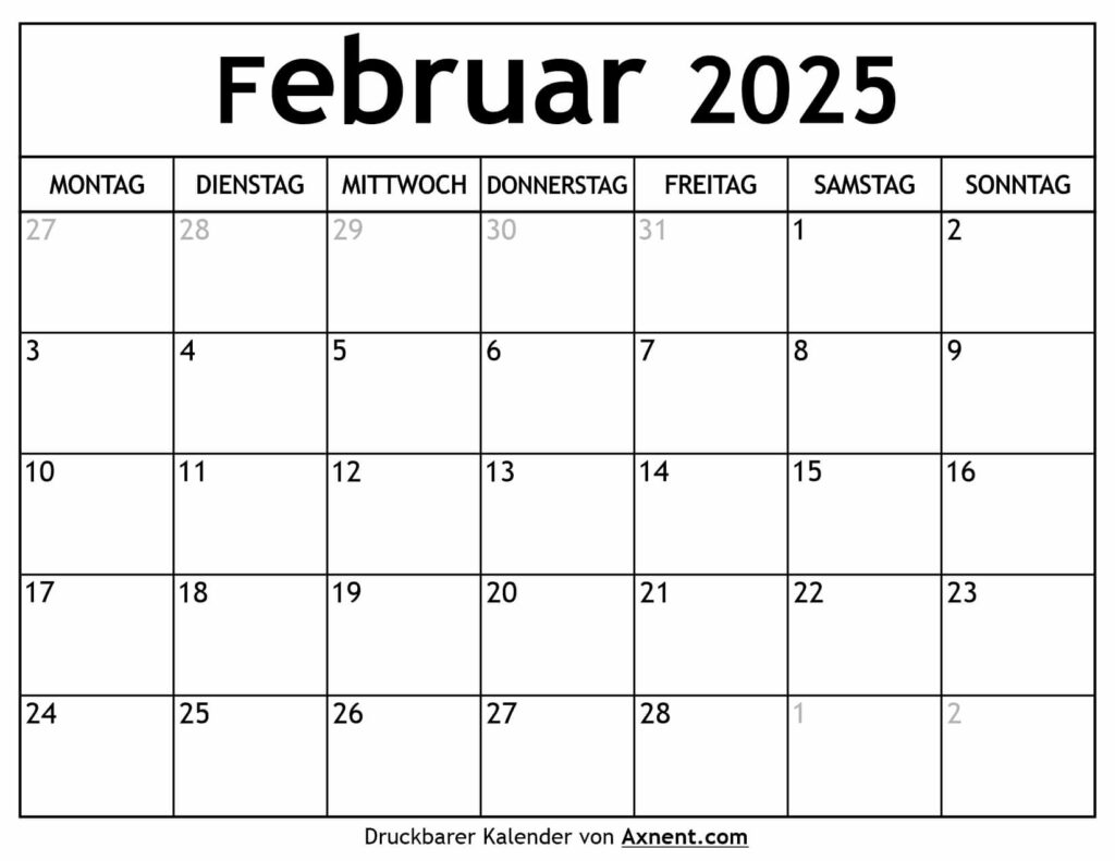 Kalender Februar 2025