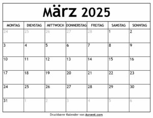 Kalender März 2025