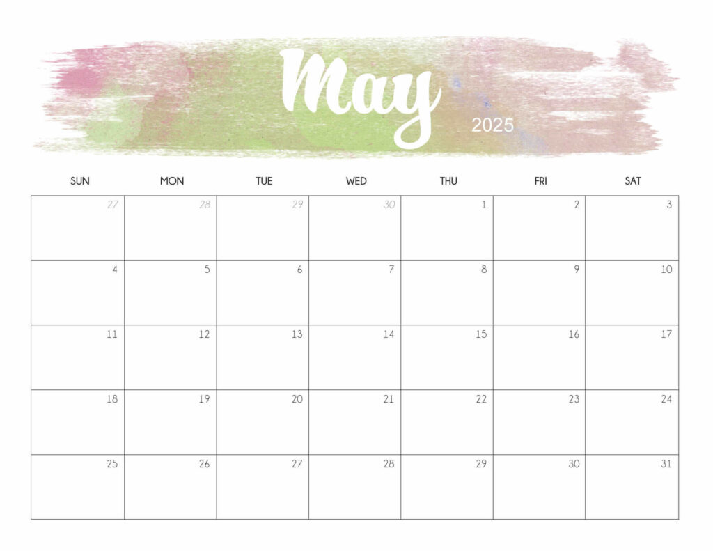 Cute May 2025 Calendar Printable