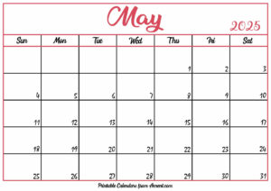 Free May Calendar 2025