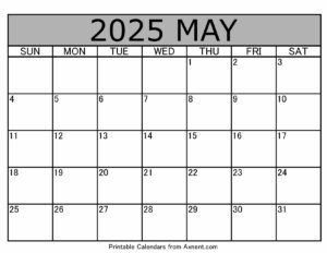 May 2025 Calendar Template