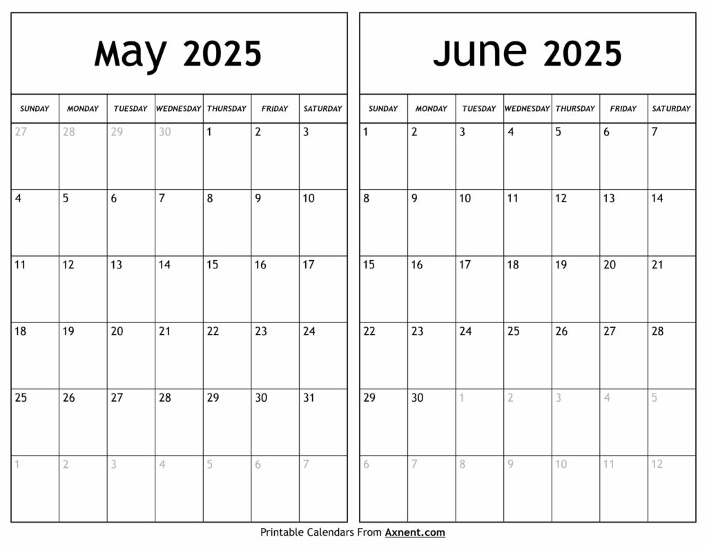 May June 2025 Calendar