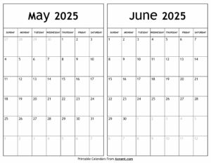 May June 2025 Calendar