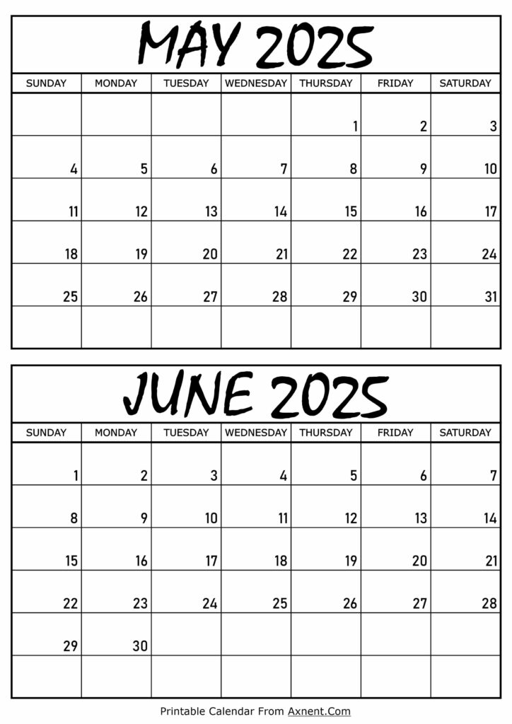 May and June 2025 Calendar