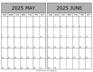 Printable May June 2025 Calendar