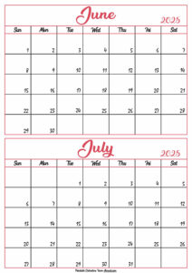 Calendar 2025 June July