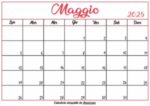 Calendario Maggio 2025 Stampabile