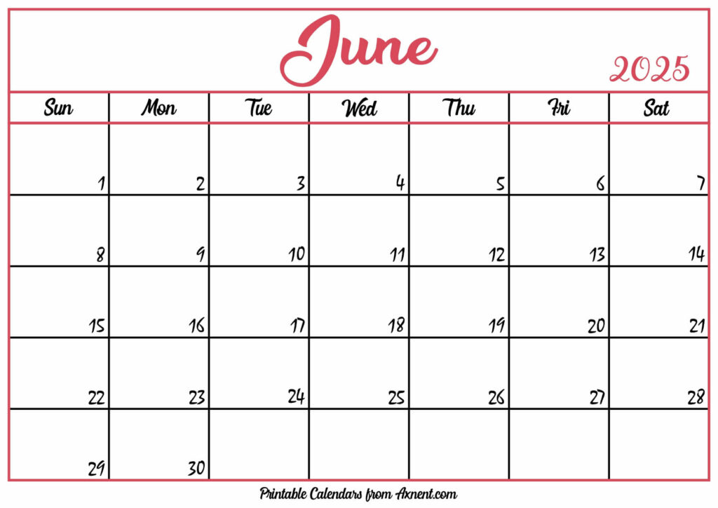 Free June Calendar 2025