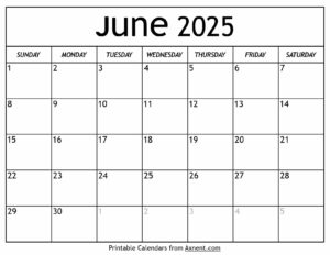 June 2025 Calendar