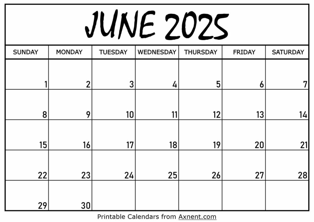 June 2025 Calendar Printable