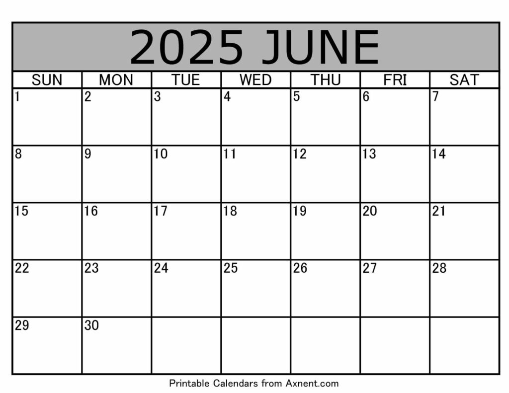 June 2025 Calendar Template