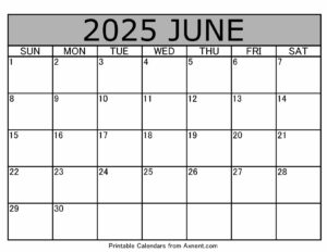 June 2025 Calendar Template