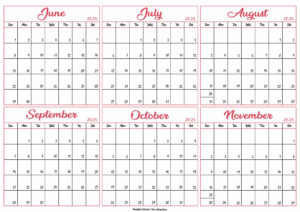 June to November Calendar 2025