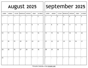 August September 2025 Calendar